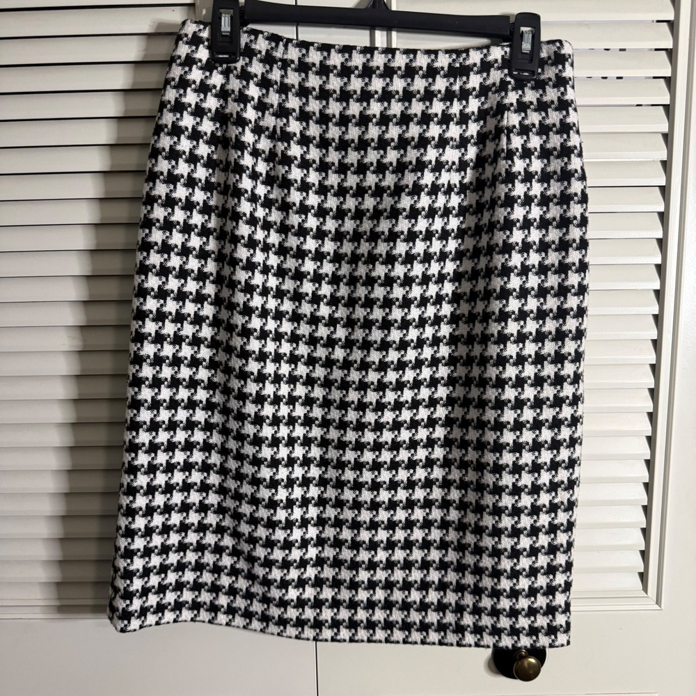 J.G. Hook Vtg Houndstooth Wool Blend Tweed Pencil Skirt Size 8 Gossip Girl Style
